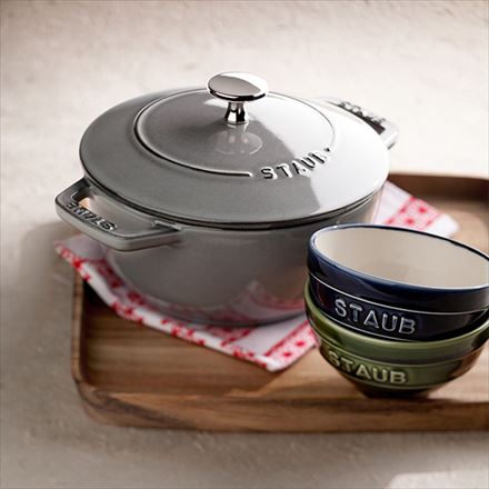 staub ストウブ Wa-NABE S 16cm グレー 40501-002 両手 鋳物 ホーロー 鍋 炊飯 1合 IH対応