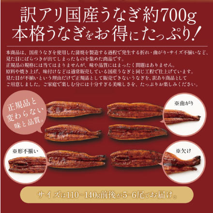 訳あり 国産 うなぎ 蒲焼き 約700g（5～6尾） チャック袋入り 折れ 曲がり 形不揃い 鰻 ウナギ 長焼き 蒲焼 鰻の蒲焼 国産鰻 うなぎ蒲焼き うなぎの蒲焼 国産うなぎ 鰻蒲焼 うなぎ蒲焼 ウナギ蒲焼 unagi ギフト プレゼント