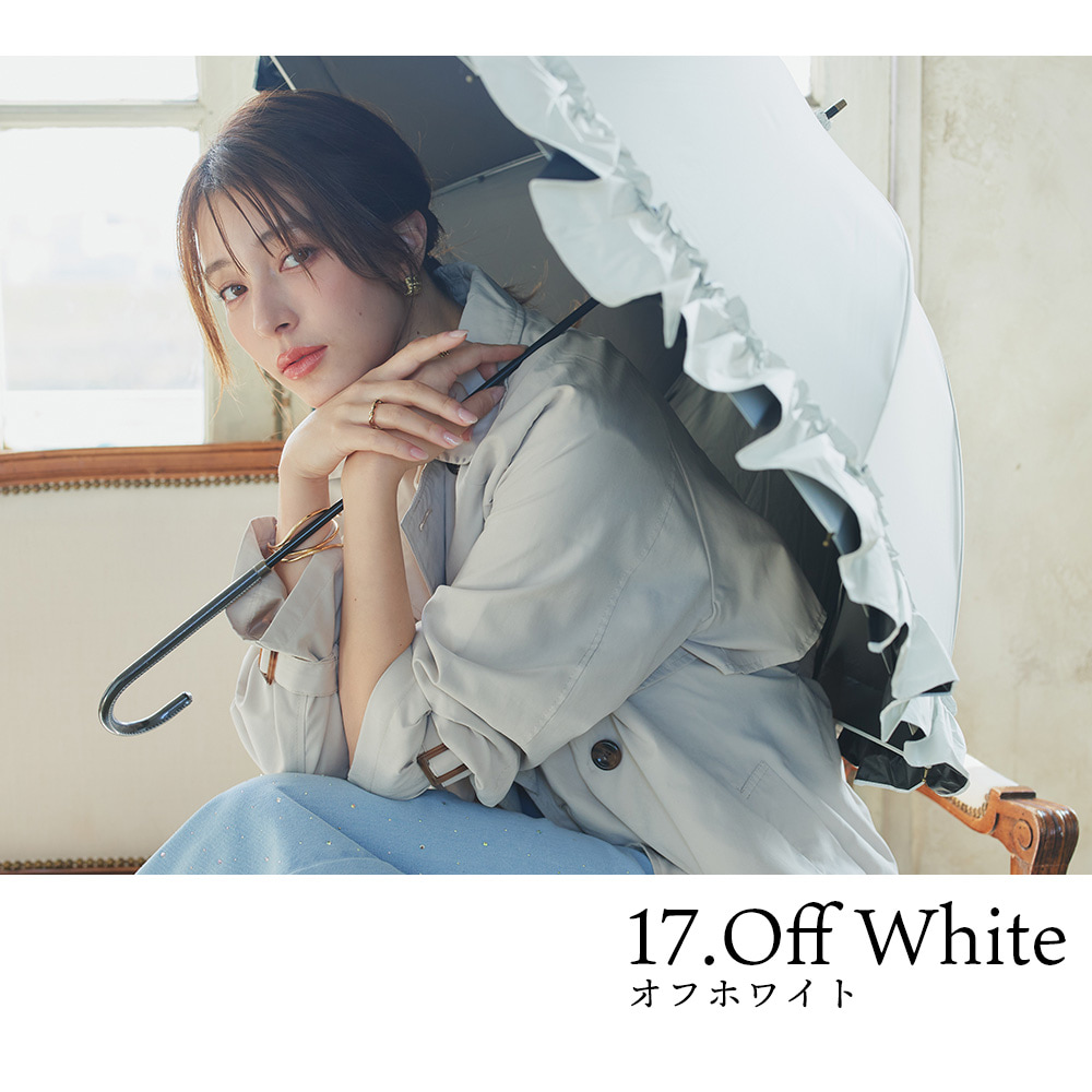 日傘 雨傘 晴雨兼用 フリル ショート傘 完全遮光 UVカット 100％ makez. マケズ 55cm レディース 超撥水 ビッグフリル付