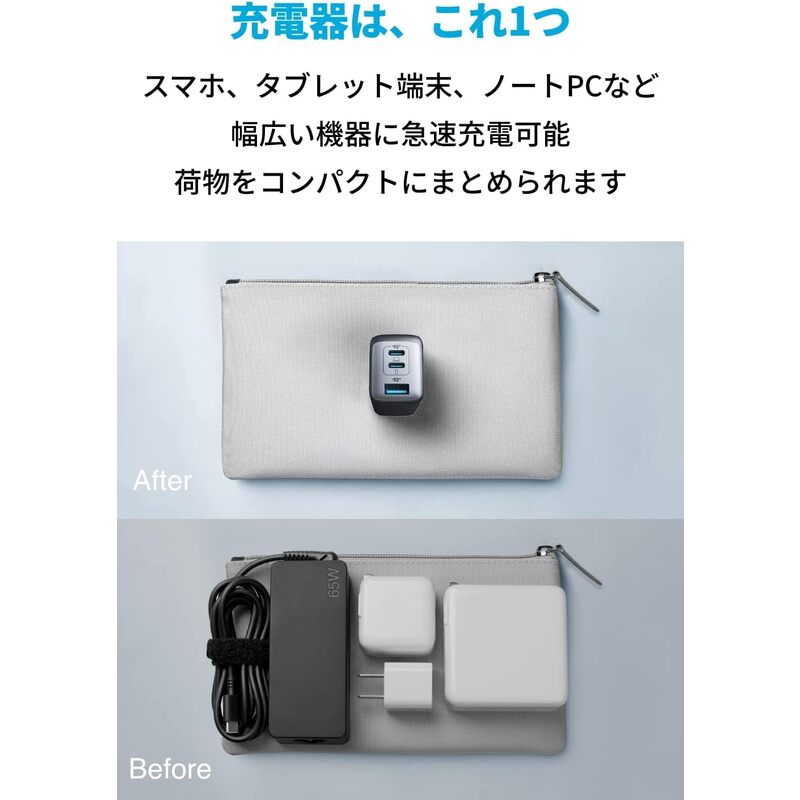 アンカー ANKER PowerPort III 3-Port 65W Pod ブラック A2667N12