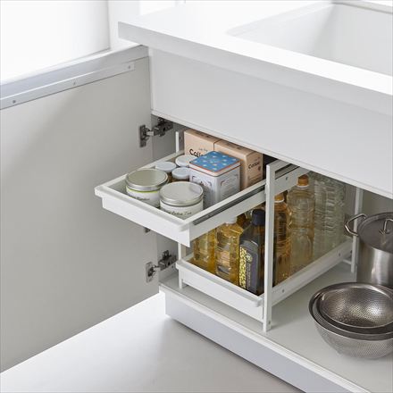 tower タワー シンク下スライドラック 2段 ホワイト 1460