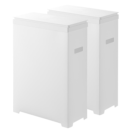 tower タワー スリム蓋付きゴミ箱 横開きタイプ 2個組 ホワイト 1526