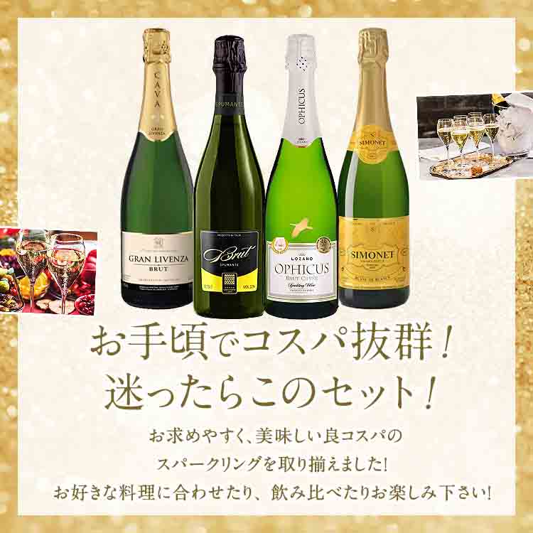 スパークリングワイン 4本 750ml×4 飲み比べセット