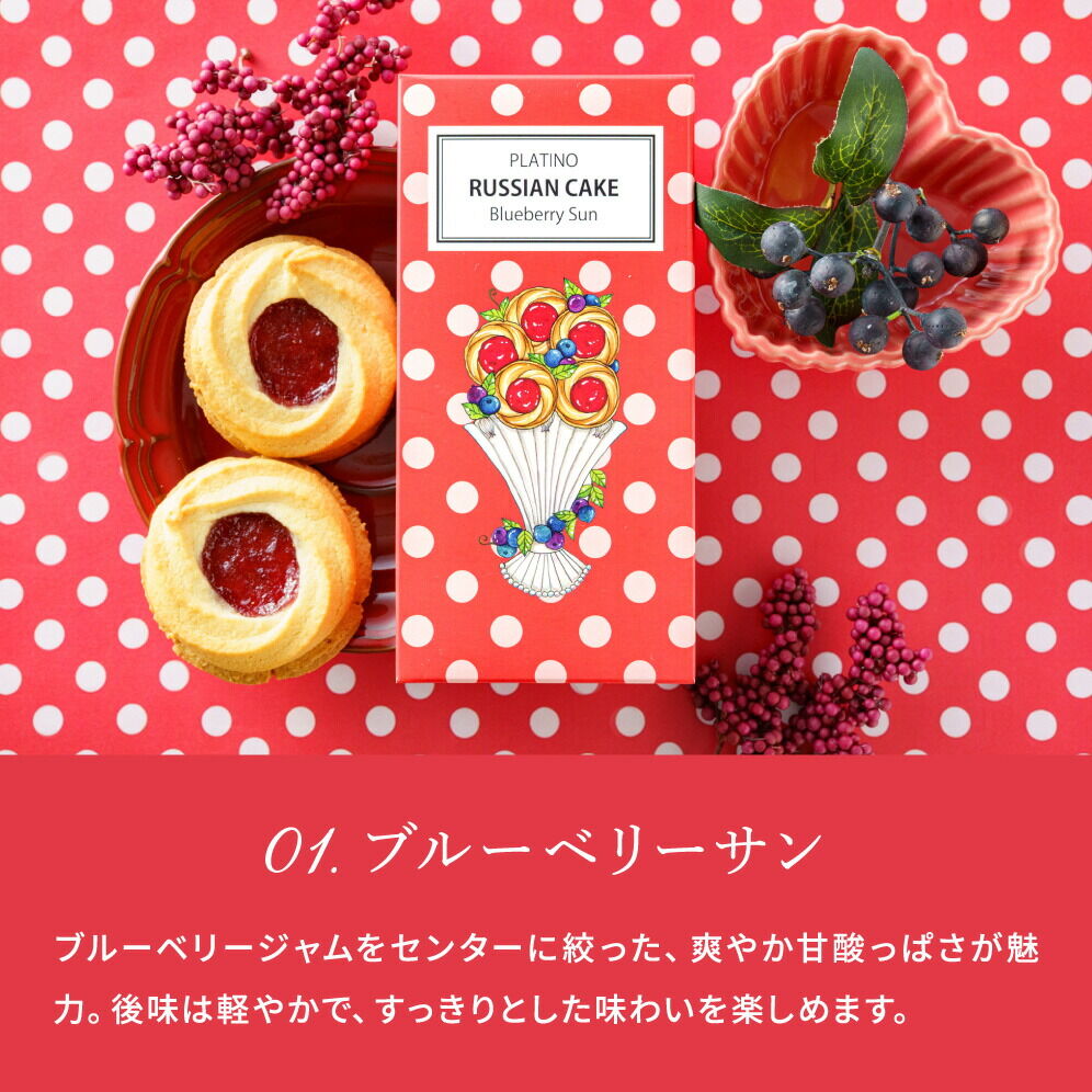 お菓子 7種から選べる プラチノロシアケーキ 2個入 のし・包装不可 クッキー 焼き菓子 洋菓子 プチギフト かわいい おしゃれ 日持ち 常温 / ブルーベリーサン