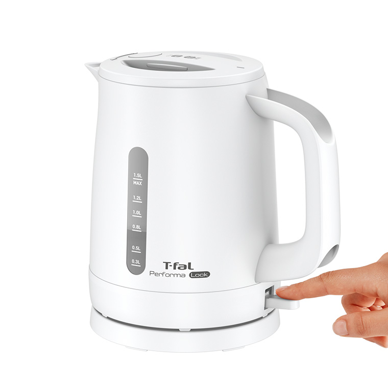 ティファール T-fal 電気ケトル パフォーマ ロック 1.5L ホワイト KO1621J0 / 1500mL 転倒お湯もれロック スピード沸騰 空だき防止 自動電源オフ