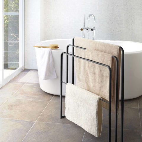 山崎実業 公式 tower 横から掛けられるバスタオルハンガー ３連 タワー ブラック 4980