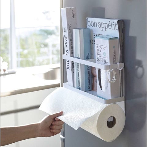 山崎実業 公式 tower マグネットキッチンペーパー＆ラップホルダー タワー ホワイト 4396