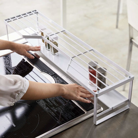 山崎実業 公式 tower コンロ奥ラック 排気口カバー付 60cmコンロ用 タワー ブラック 5269