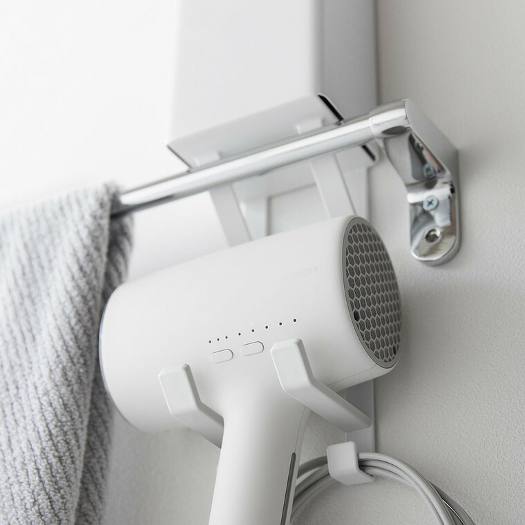 tower タオル掛け上ドライヤー&ヘアーアイロンホルダー タワー 山崎実業 10545 10546 / ホワイト