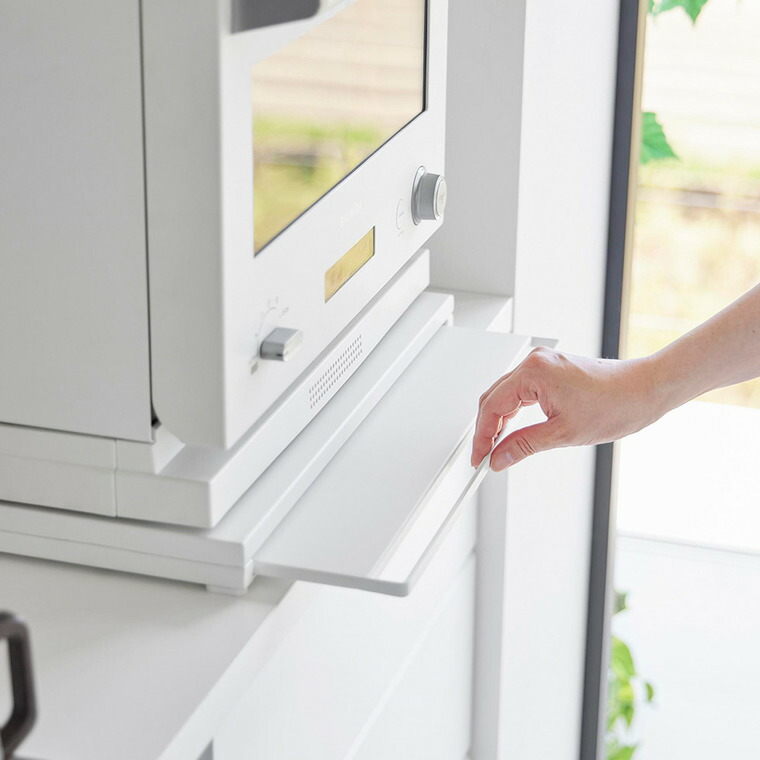 tower スライドテーブル付きキッチン家電下ラック タワー 2段 山崎実業 10652 10653 / ホワイト