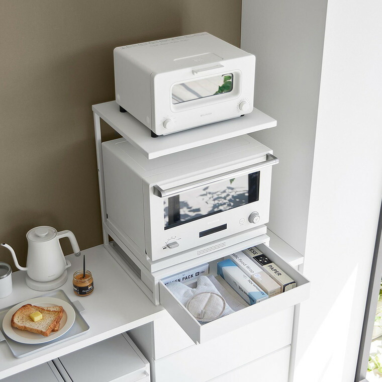 tower 引き出し付きキッチン家電下ラック タワー 2段 山崎実業 10654 10655 / ホワイト