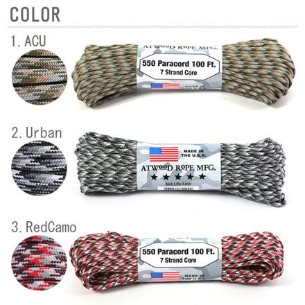 アトウッド・ロープ MFG ATWOOD ROPE MFG. パラコード 100フィート CAMO/PATTERN カモフラ/パターン 4.BLueCaMo