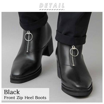 gLabeLLa Front Zip HeeL BootS Mサイズ(26.0-26.5cM) BLACK