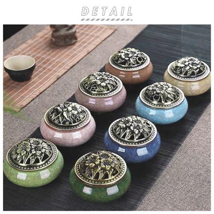 香炉 陶器 お香立て付 incense02 イエロー