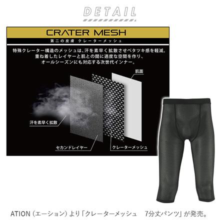 ATION エーション クレーターメッシュ パンツ 8825 XLサイズ ブラック