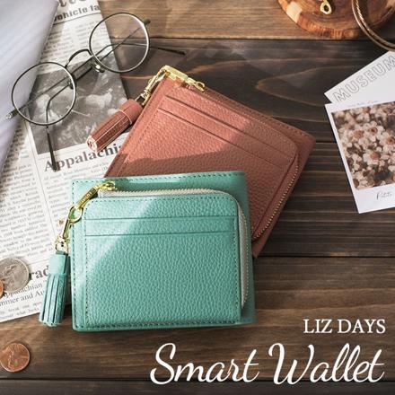 LIZ DAYS タッセル付き二つ折り財布 グレーベージュスカイ