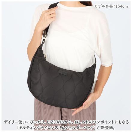 LIZDAYS キルティングナイロンスリムショルダーバッグ グレーベージュ