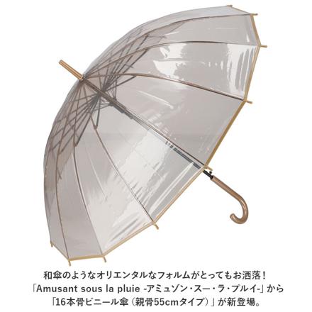 aMuSant SouS La pLuie プラスチック傘 16本骨 55cM プラスチック傘 スカイxネイビー