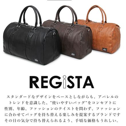 REGiSTA PU LEATHER BOSTON BAG Lサイズ BLACK