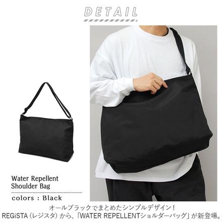 REGiSTA WATER REPELLENT & PU-LEATHER ShouLDer Bag ショルダーバッグ BLACK