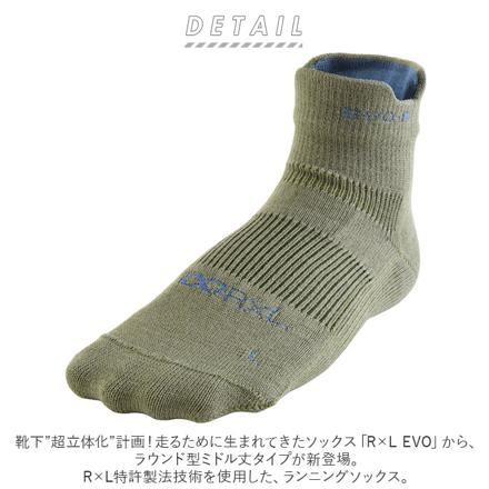 アールエル RｘL SOCKS RNS1003 EVO-FM ラウンド型ミドル丈 M(24-26cM) ブラック