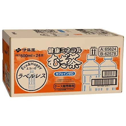 伊藤園 健康ミネラルむぎ茶 ラベルレス 600mlペットボトル×24本入|お茶飲料 麦茶 PET