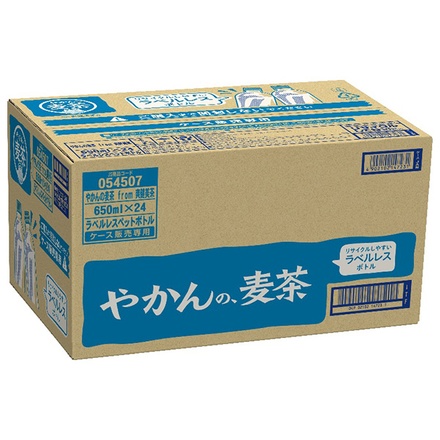 コカコーラ やかんの麦茶 from 爽健美茶 ラベルレス 650mlペットボトル×24本入×(2ケース) メーカー直送|全国麦茶 ペットボトル カフェインレス カフェインゼロ