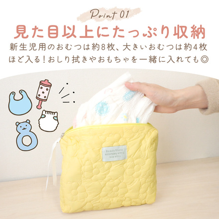 MILASIC フラワー キルト ポーチ 大小2個セット ブルー TN-FQPC-BU