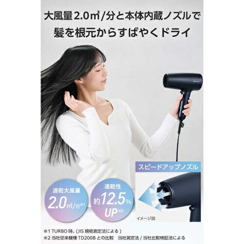 テスコム プロテクトイオン ヘアドライヤー TD561A-A 大風量 速乾 低温ケア ツヤ髪 マイナスイオン ダークネイビー