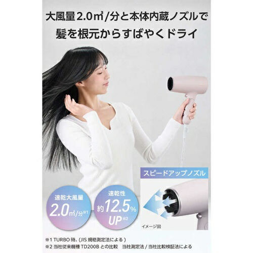 テスコム プロテクトイオン ヘアドライヤー TD561A-P 大風量 速乾 低温ケア ツヤ髪 マイナスイオン ピンク