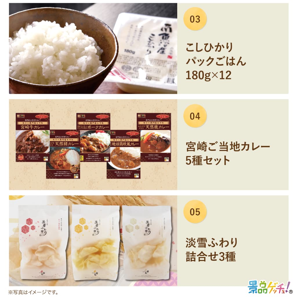 景品パネル・目録 【景品5点セット( 飛騨牛 / 牡蠣 / こしひかり ） 】（ セット景品 ） 景品ゲッチュ！