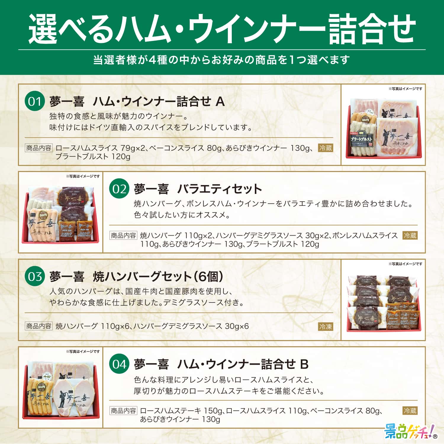 景品パネル・目録 【 選べるハム・ソーセージ詰合せ(2869) （ 単品景品 ） 】 景品ゲッチュ！