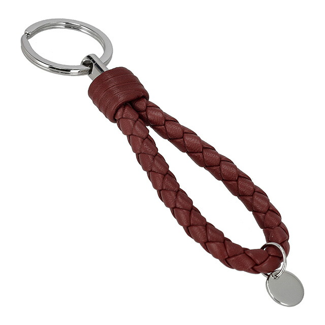 ボッテガ・ヴェネタ キーリング メンズ レディース ブランド BOTTEGA VENETA イントレチャート レザー 113539-V3UN1 レッド 高級 おしゃれ プレゼント 実用的