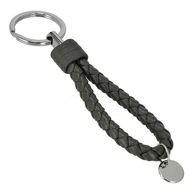 ボッテガ・ヴェネタ キーリング メンズ レディース ブランド BOTTEGA VENETA イントレチャート レザー 113539-V3UN1 グレー 高級 おしゃれ プレゼント 実用的