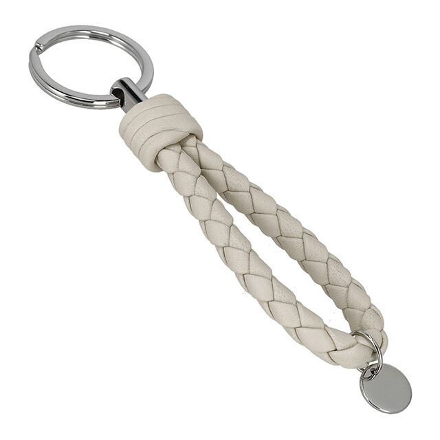 ボッテガ・ヴェネタ キーリング メンズ レディース ブランド BOTTEGA VENETA イントレチャート レザー 113539-V3UN1 ホワイト 高級 おしゃれ プレゼント 実用的