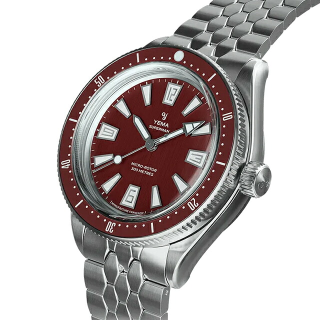 イエマ スキンダイバーCMM.20 自動巻き 腕時計 ブランド メンズ YEMA 12.25.20.11.SN.M3 アナログ ボルドー 赤 フランス製 おしゃれ 防水 プレゼント 男性 実用的