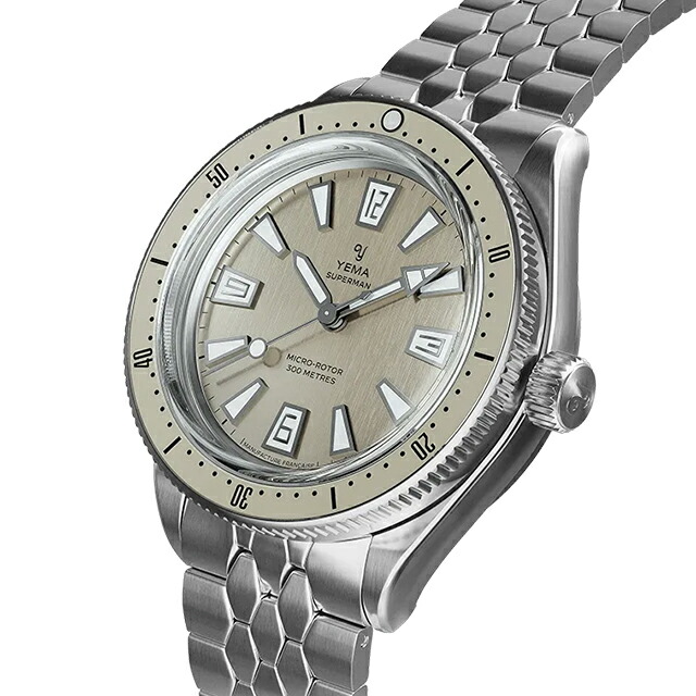 イエマ スキンダイバーCMM.20 自動巻き 腕時計 ブランド メンズ YEMA 12.25.20.33.SN.M3 アナログ ベージュ フランス製 おしゃれ 防水 プレゼント 男性 実用的