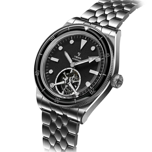 イエマ スーパーマン・トゥールビヨンCMM.31 リミテッドエディション 自動巻き 腕時計 ブランド メンズ チタン 数量限定 オープンハート YEMA 12.25.31.66.TE.MT アナログ ブラック 黒 フランス製 おしゃれ 防水 プレゼント 男性 実用的