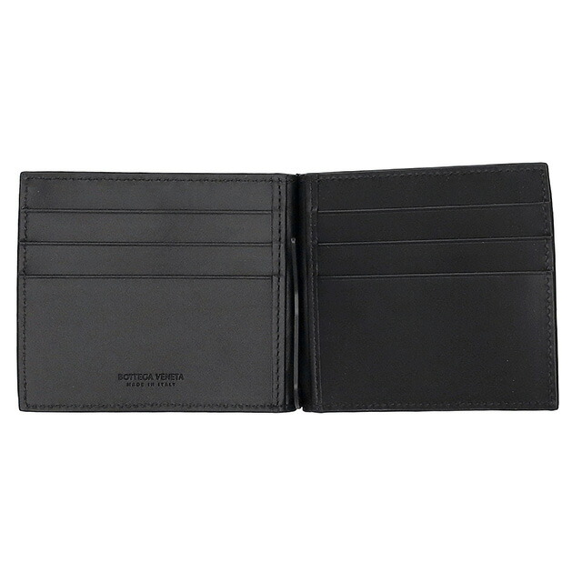 ボッテガ・ヴェネタ 二つ折り財布 メンズ BOTTEGA VENETA イントレチャート レザー 123180 V47W1 8966 ブラック ウォレット ブランド 高級 おしゃれ プレゼント 実用的