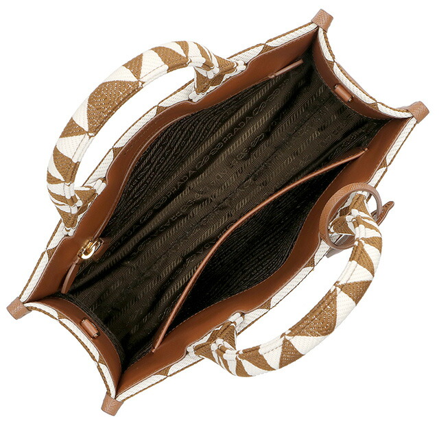 プラダ トートバッグ レディース ブランド PRADA 1BA354 ブラウン／ホワイト