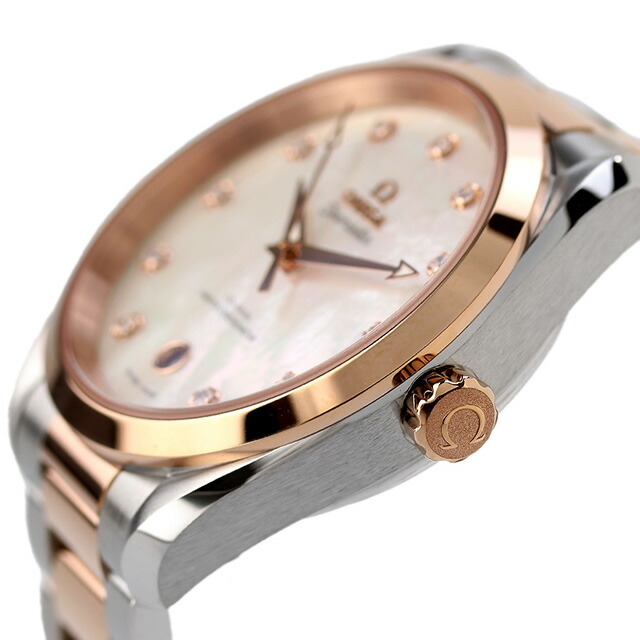 オメガ シーマスター アクアテラ 150M 38mm 自動巻き 腕時計 レディース ダイヤモンド OMEGA 220.20.38.20.55.001 アナログ ホワイトシェル シルバー ゴールド 白 スイス製 高級 ブランド おしゃれ 防水 プレゼント 女性 実用的
