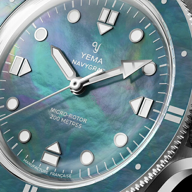 イエマ ネイビーグラフ・パール CMM.20 リミテッドエディション 自動巻き 腕時計 ブランド メンズ 数量限定 YEMA 22.25.20.55.SNL.M アナログ マザーオブパール フランス製 おしゃれ 防水 プレゼント 男性 実用的