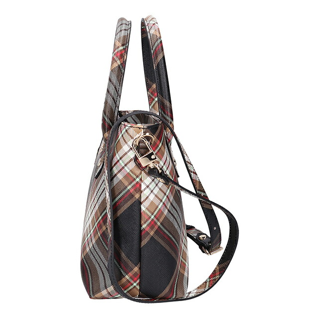 ヴィヴィアン ウエストウッド ハンドバッグ レディース ブランド Vivienne Westwood ダービー ロゴ 2WAY 4204007TU D101 TARTAN BROWN BLACK バッグ ビビアン 軽量 小さめ 手提げ 高級 おしゃれ プレゼント 女性 実用的 かわいい