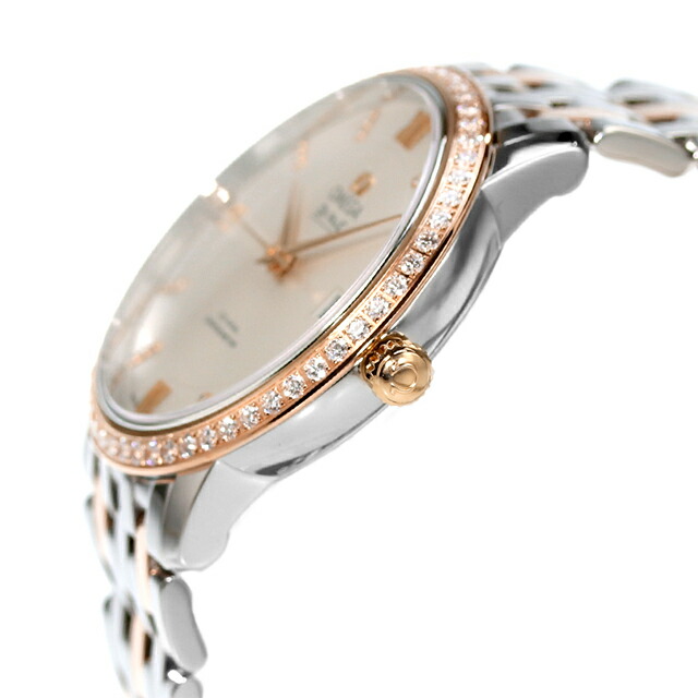 オメガ デビル プレステージ 37mm 自動巻き K18 腕時計 メンズ ダイヤモンド OMEGA 424.25.37.20.52.001 アナログ シルバー レッドゴールド スイス製 高級 ブランド おしゃれ 防水 プレゼント 男性 実用的