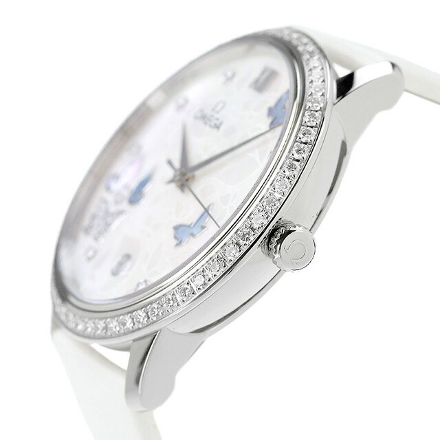 オメガ デビル プレステージ コーアクシャル クロノメーター バタフライ 36.8mm 自動巻き K18 腕時計 レディース 蝶 ダイヤモンド OMEGA 424.57.37.20.55.002 アナログ ホワイト 白 スイス製 高級 ブランド おしゃれ 防水 軽い 華奢 プレゼント 女性 実用的