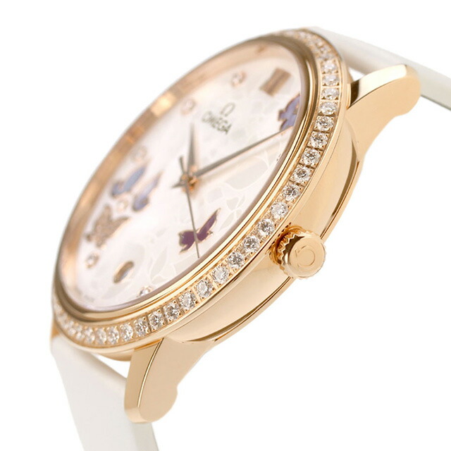 オメガ デビル プレステージ コーアクシャル クロノメーター バタフライ 36.8mm 自動巻き K18 腕時計 レディース 蝶 ダイヤモンド OMEGA 424.57.37.20.55.003 アナログ ホワイト 白 スイス製 高級 ブランド おしゃれ 防水 軽い 華奢 プレゼント 女性 実用的