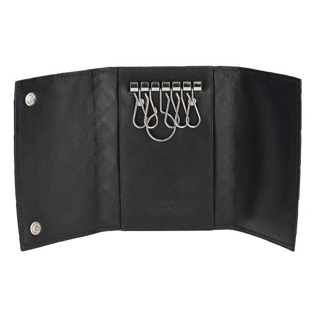 ボッテガ・ヴェネタ キーケース メンズ レディース BOTTEGA VENETA イントレチャート 630336 V3US1 8803 ブラック ブランド 高級 おしゃれ プレゼント 実用的