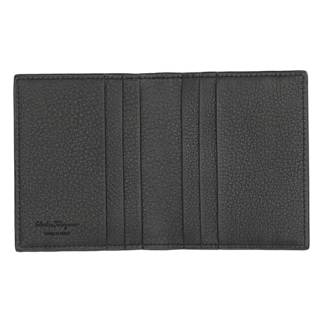 フェラガモ カードケース メンズ ブランド Ferragamo ITALY 661080 EM/NE ブラック/グレー