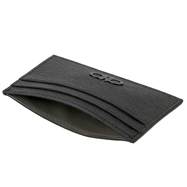 フェラガモ カードケース メンズ Ferragamo 66A387PEBBLE NER 733 364 ブラック 定期入れ ブランド 高級 おしゃれ プレゼント 実用的