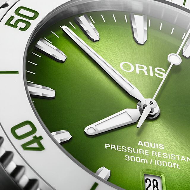 オリス アクイス デイト テイストオブサマー 41.5mm 自動巻き 腕時計 メンズ ORIS 01 733 7787 4137-07 8 22 04PEB アナログ グリーン スイス製 高級 ブランド おしゃれ 防水 プレゼント 男性 実用的